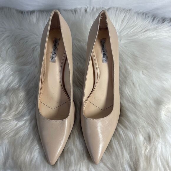 Charles David Nude Maxx Leather Stiletto Heels Sz 11 - Picture 3 of 6